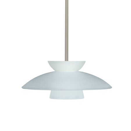 Besa Lighting Trilo 15 Stem Pendant, Frost, Satin Nickel Finish, 1x75W Incandescent 1TT-451325-SN